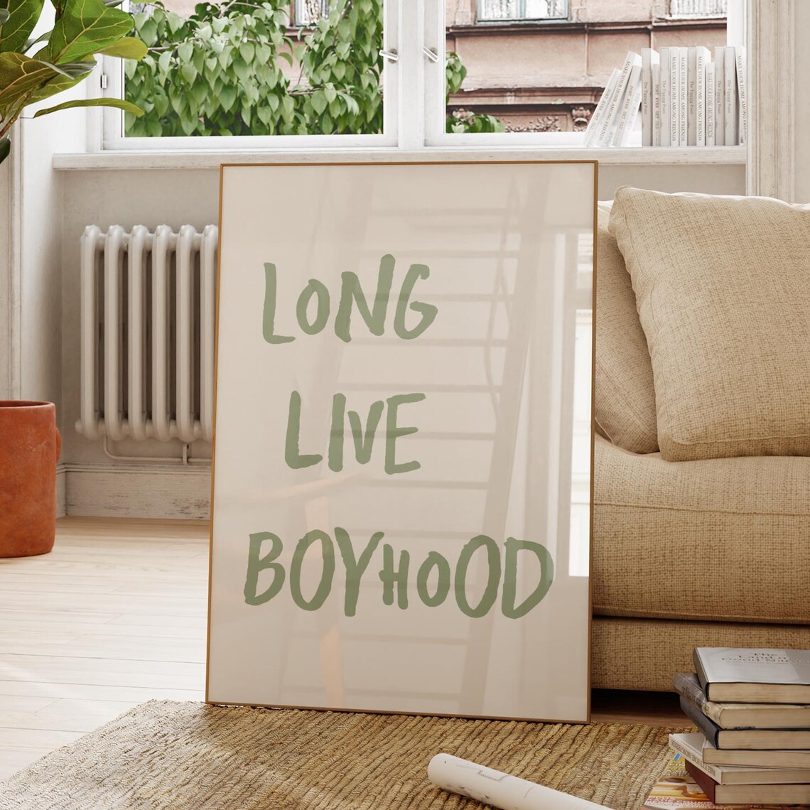 Long Live Boyhood Quote, Minimalist Kids Room Art Print