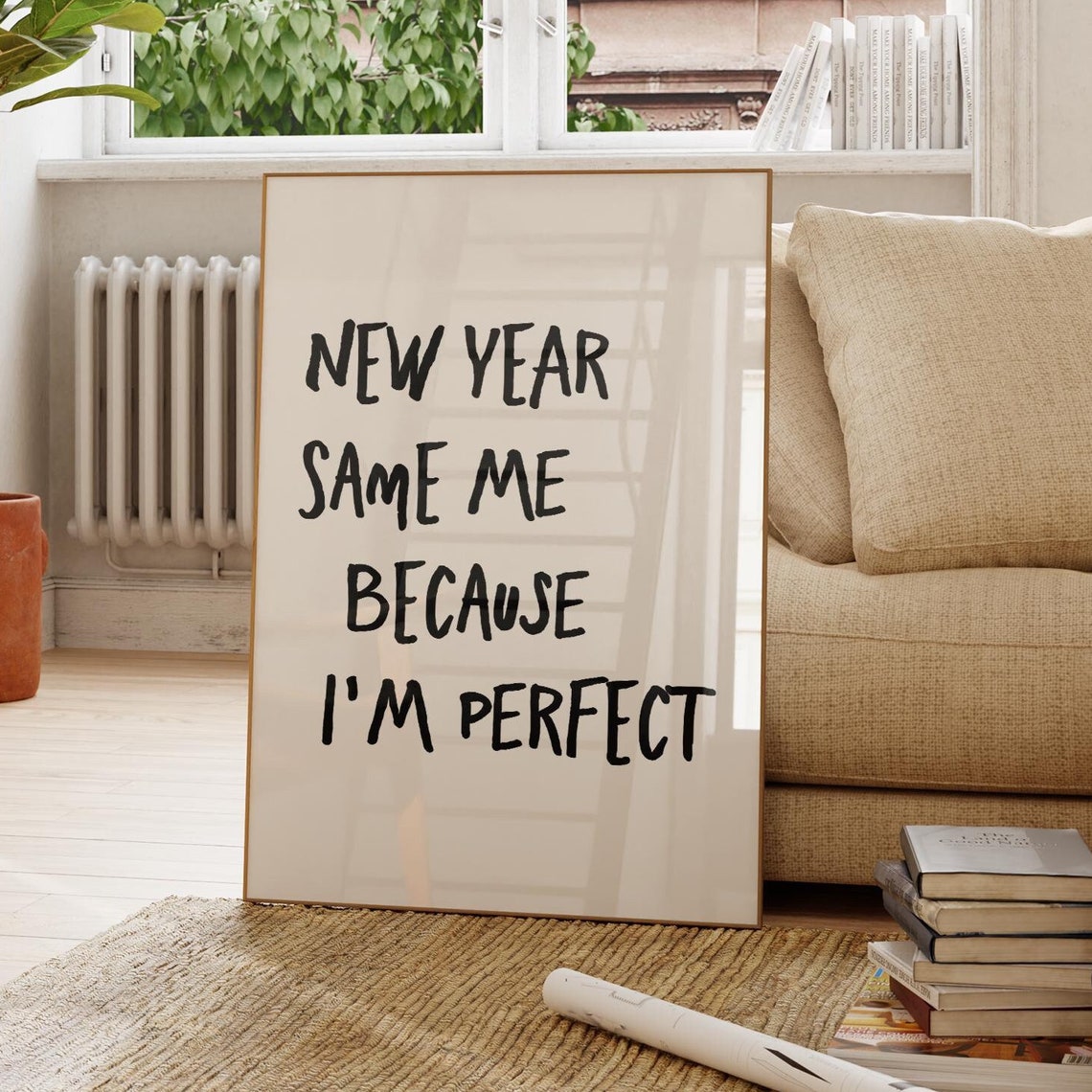 New Year Same Me Print Minimalist Motivational Wall Art