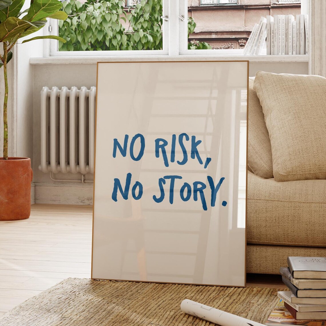 Motivational Quote Print Minimalist Blue Poster