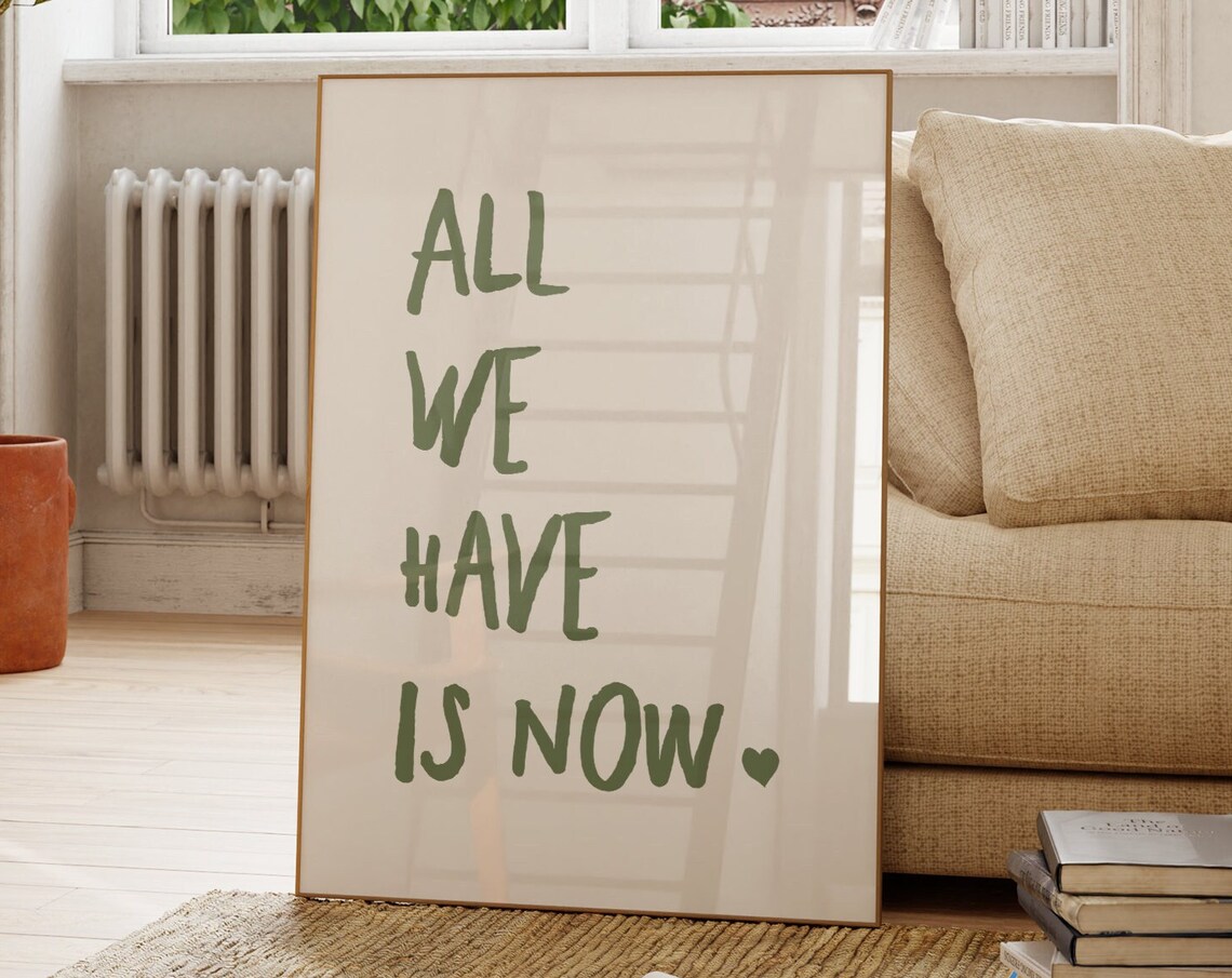 All We Have Is Now Quote Poster, Uplifting Typography
