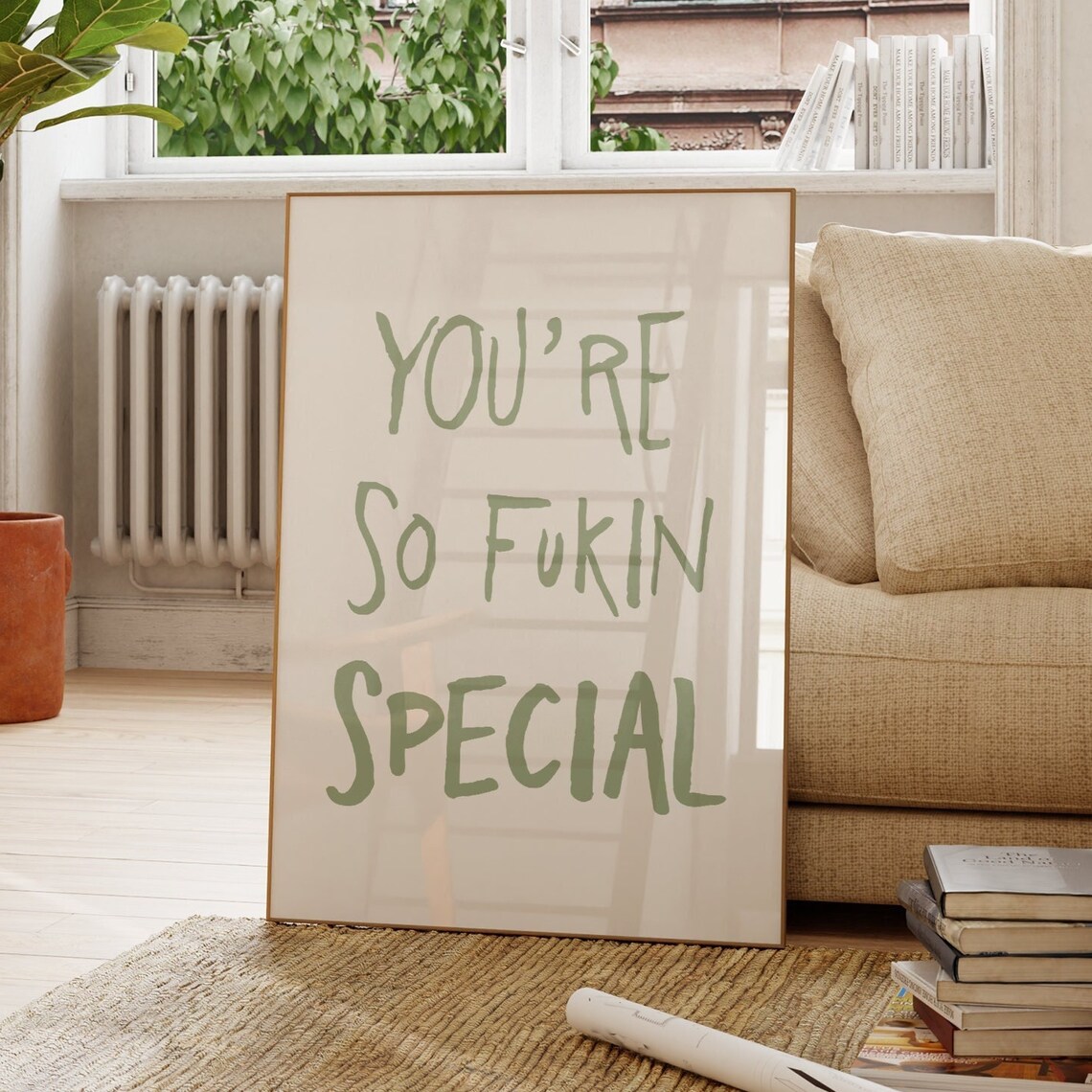 Trendy Sage Green Affirmations, Art Print