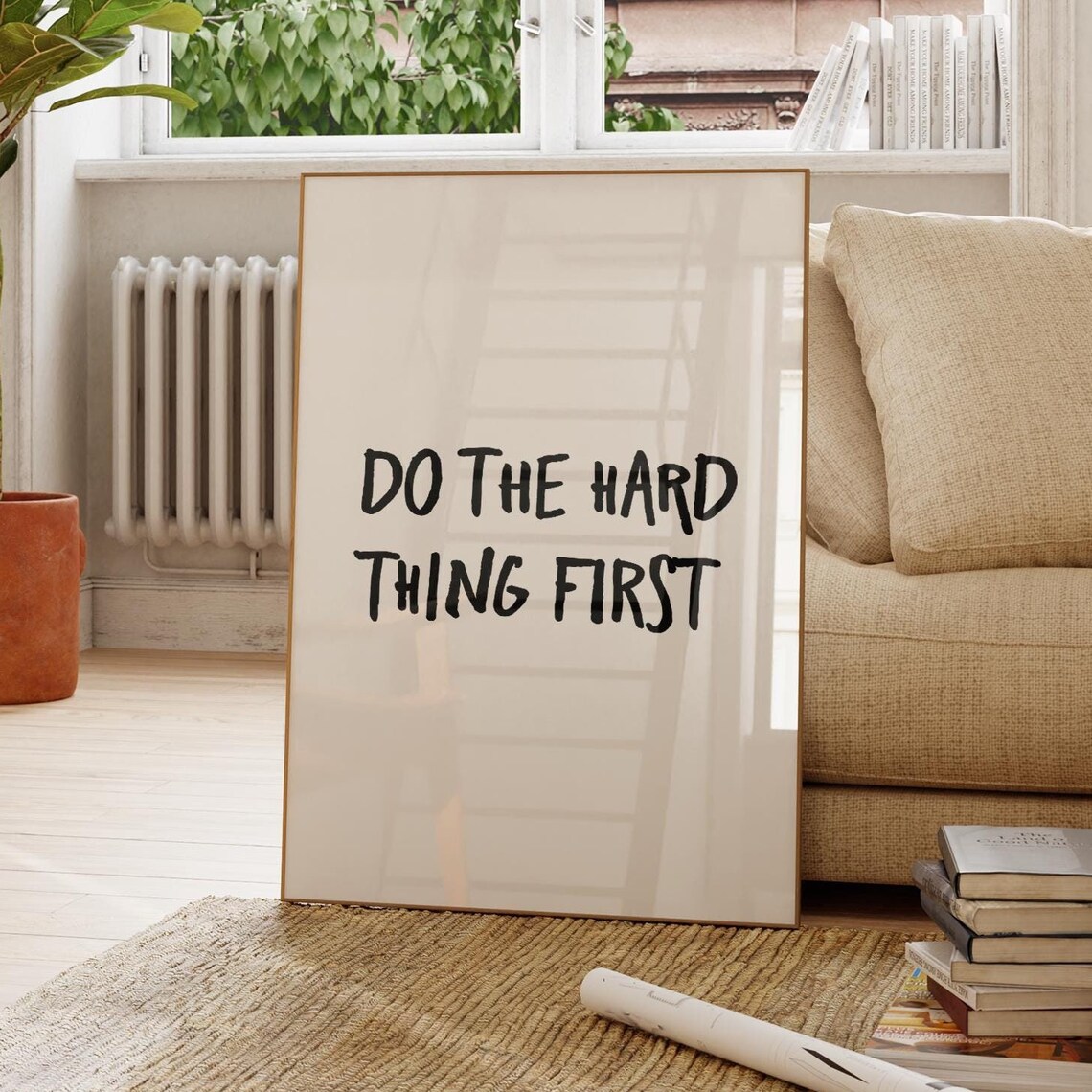 Do The Hard Thing First Print Minimalist Office Wall Art