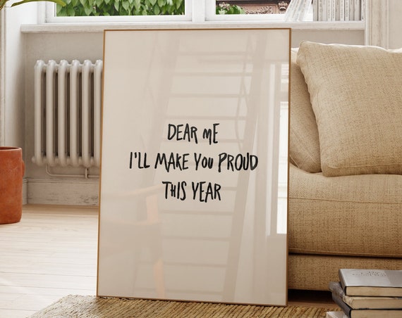 Dear Me New Year Print Minimalist Positive Quote