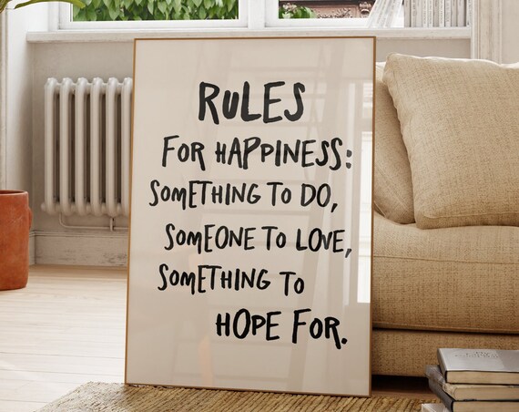 Rules For Happiness Motivational Quote Art Print