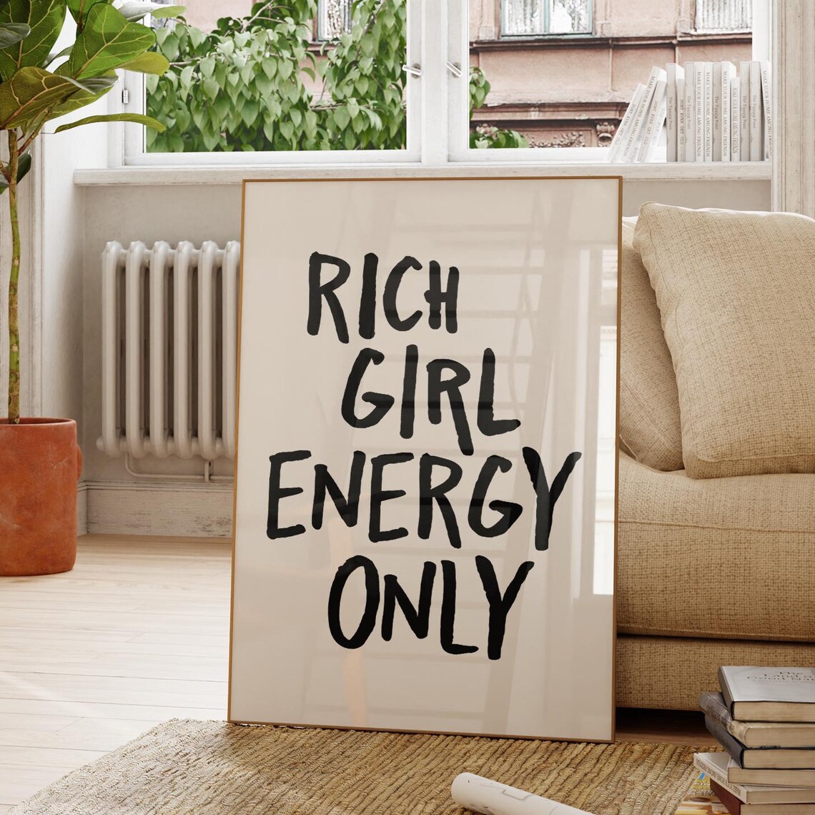 Rich Girl Energy Minimalist Motivational Art Print