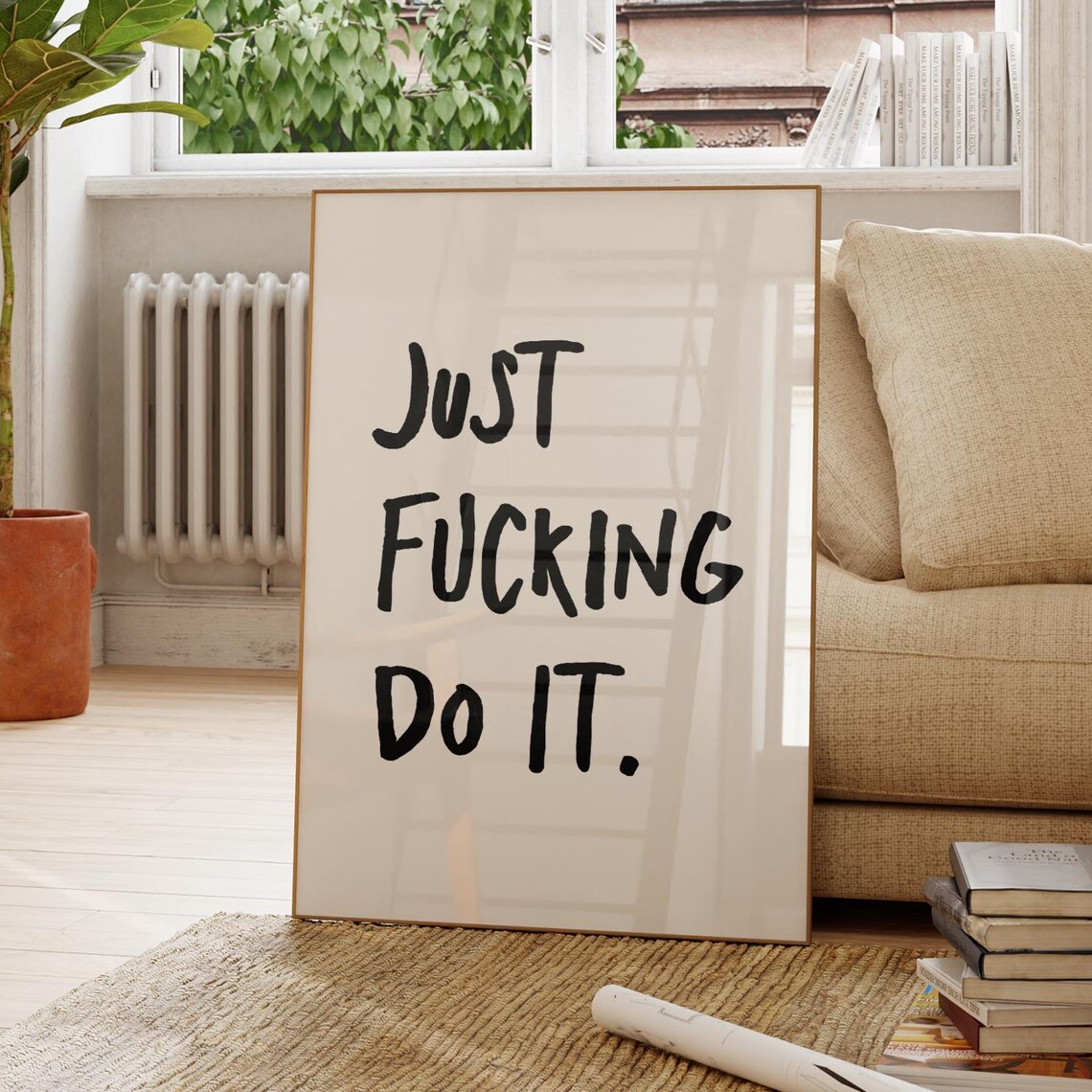 Just Fucking Do It Quote Poster, Funny Kitchen Decor