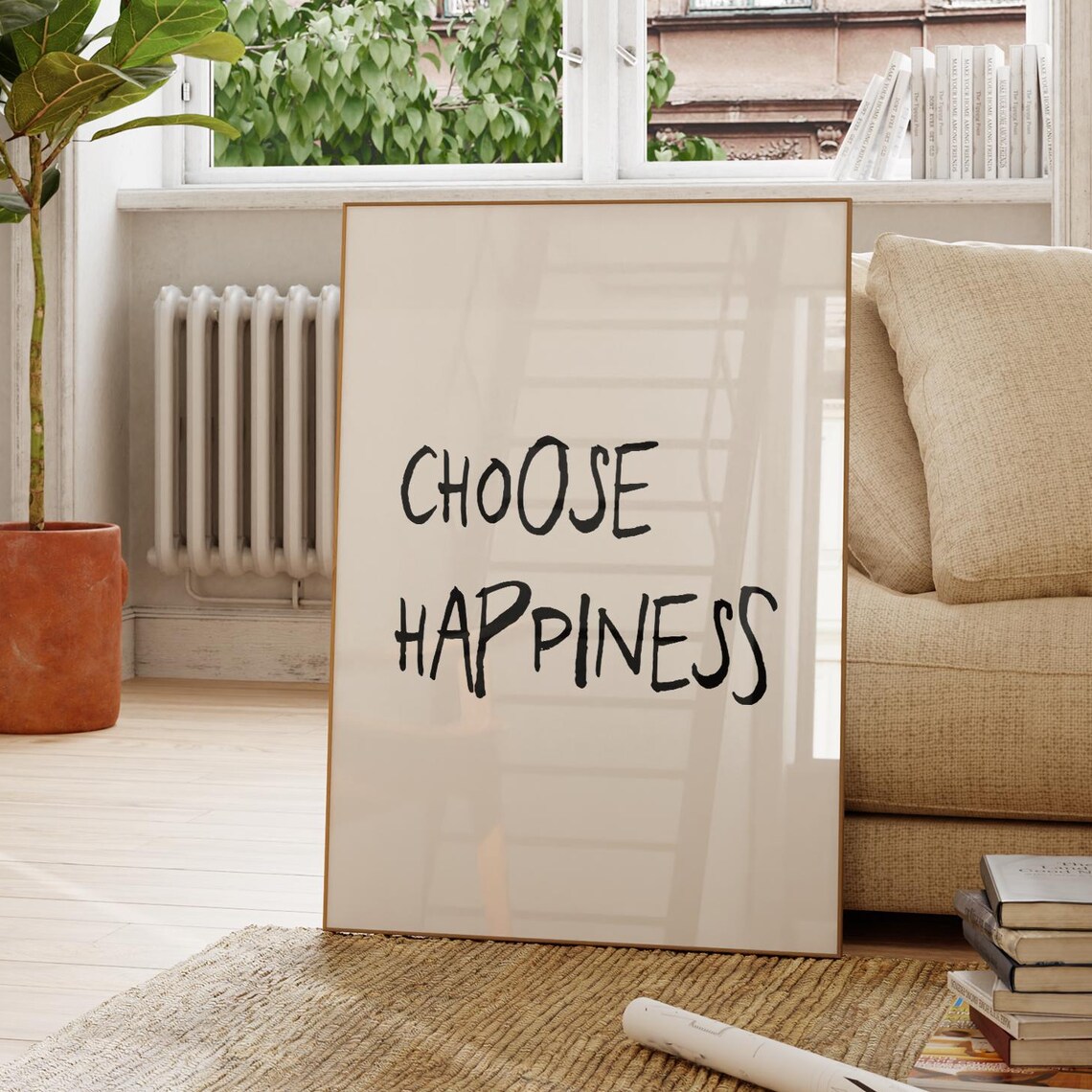 Choose Happiness Minimalist Typography Art Print