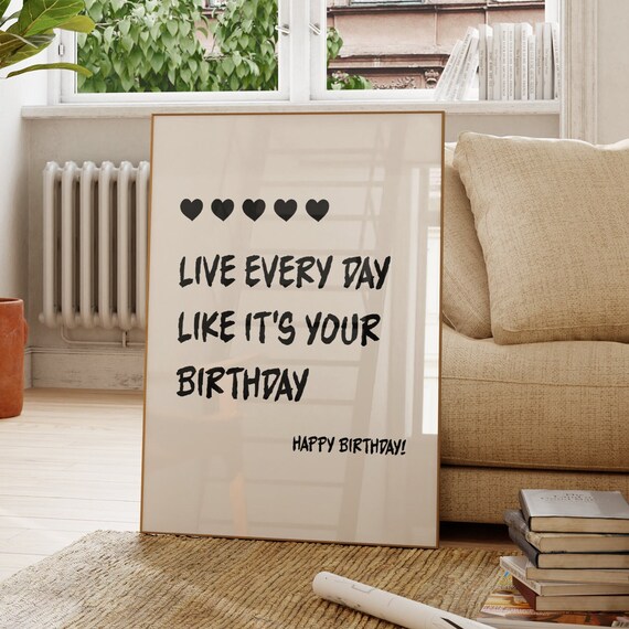 Birthday Quote Poster Minimalist Heart Art