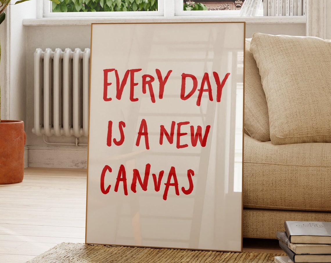 Every Day A New Trendy Typography Print Motivation Quote Wall Art Minimalist Affirmation Daily Reminder Poster
