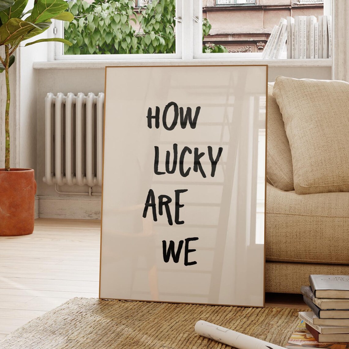 How Lucky Are We Trendy Retro Typography Art Print