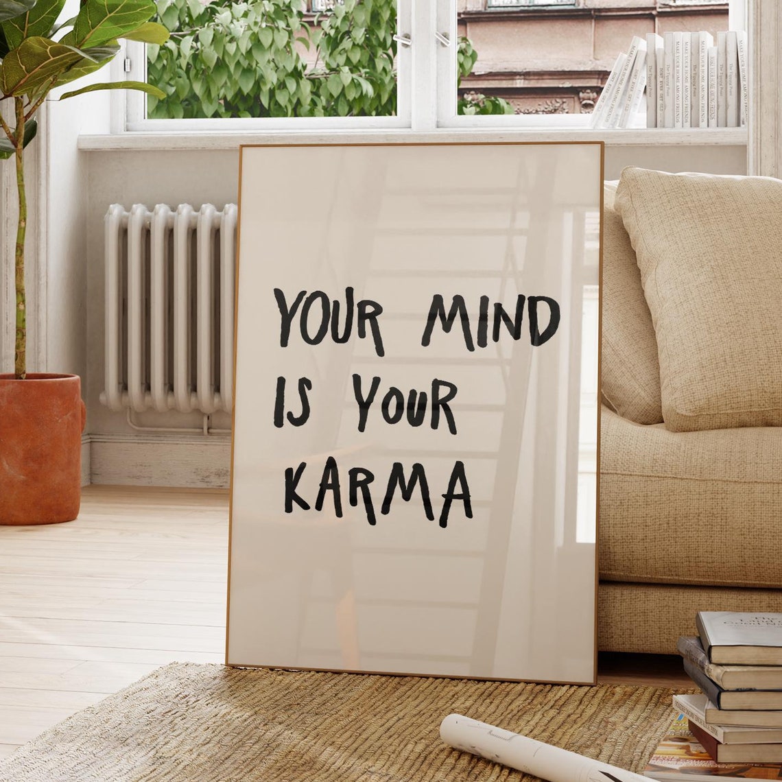Your Mind Is Karma Print Minimalist Typography Art