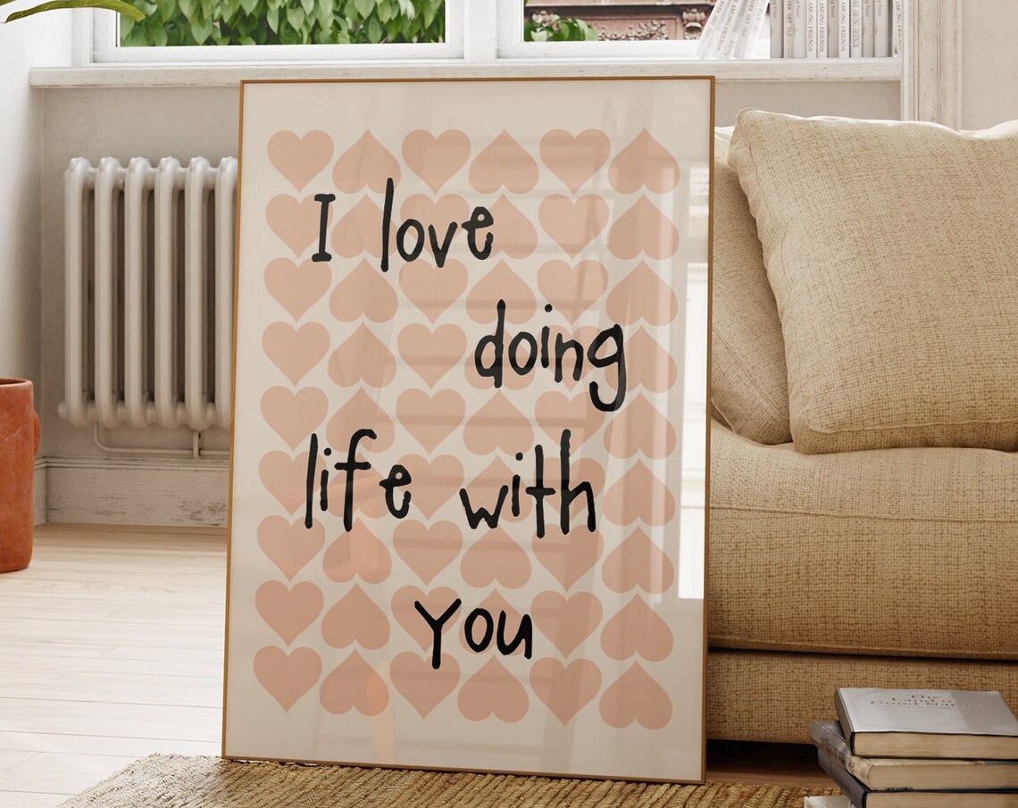 Love Quote Poster, Retro Heart Art Print