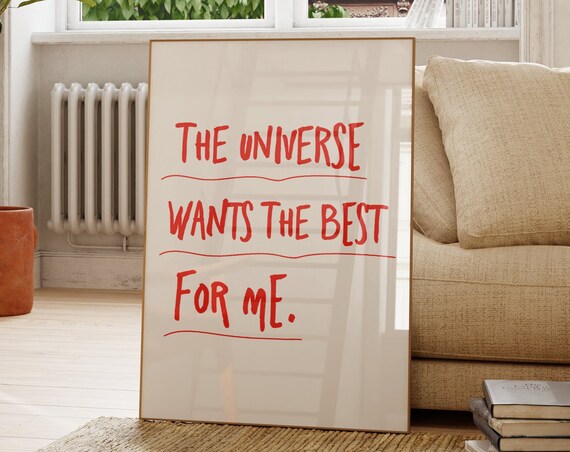 The Universe Wants The Best For Me Red Manifestation Quote Poster