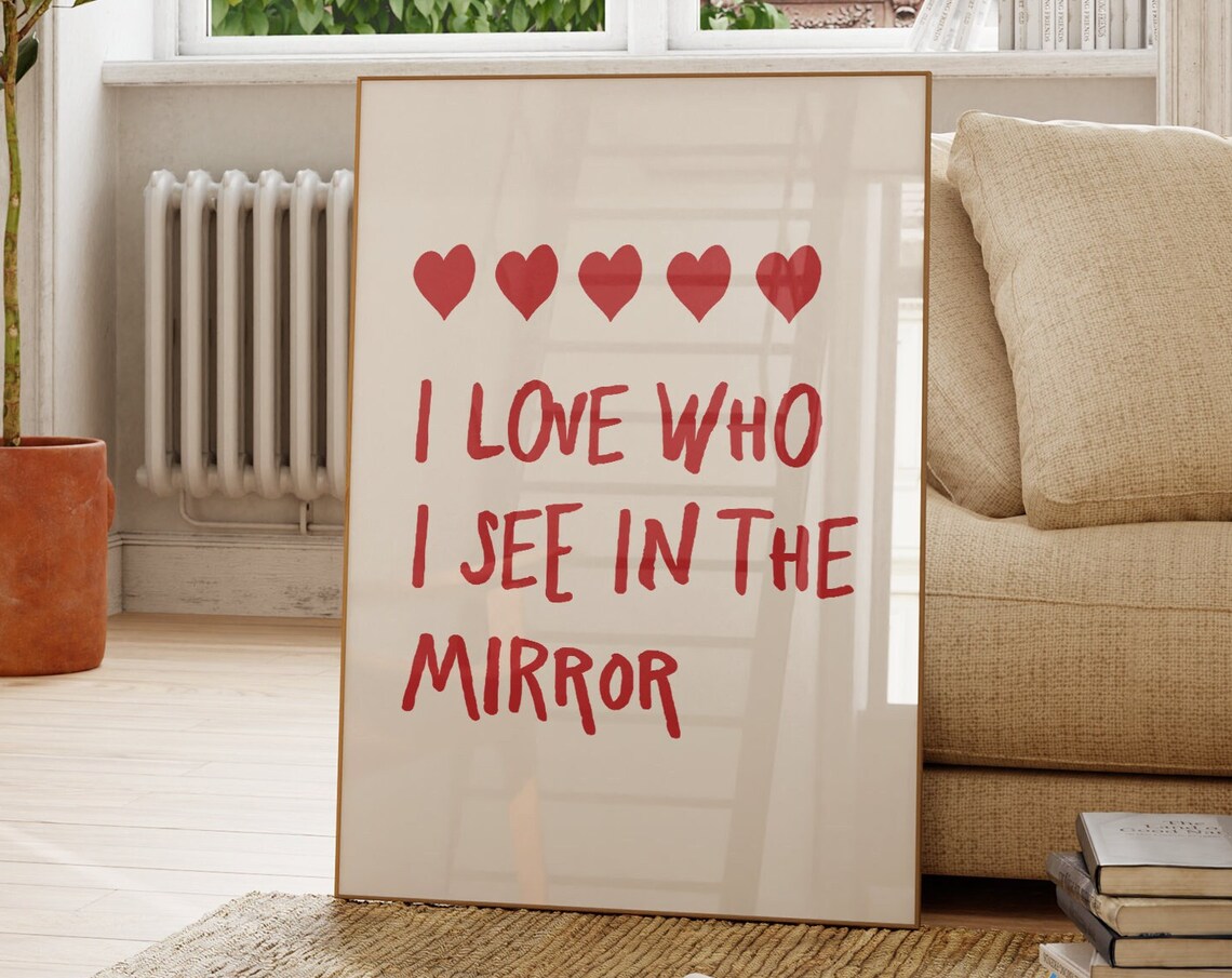 Red Heart Typography Inspirational Dorm Decor Poster Print