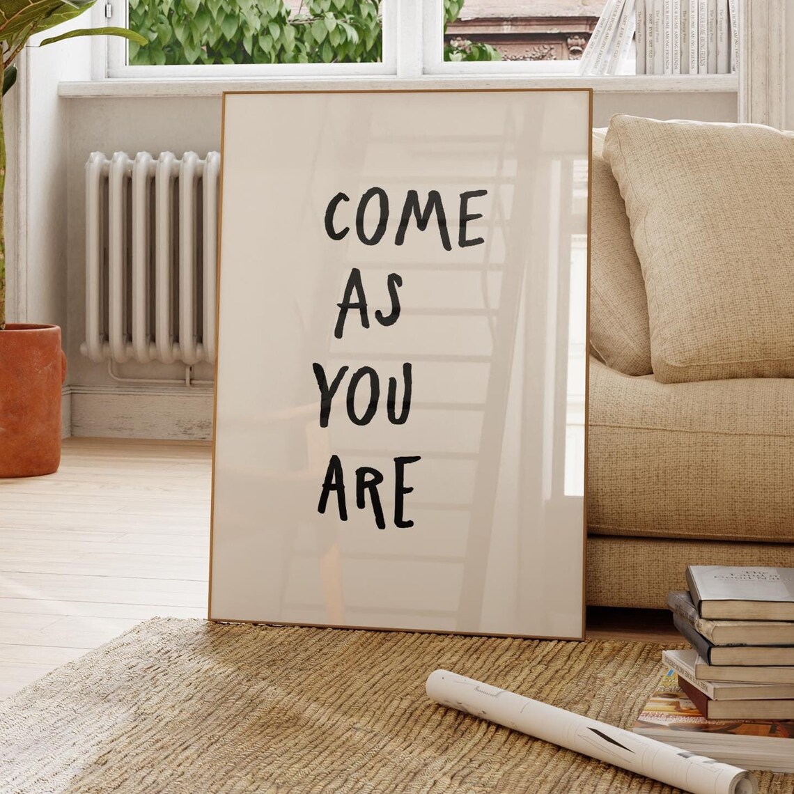 Come As You Are Motivational Quote Poster Black Handwritten Typography Wall Decor