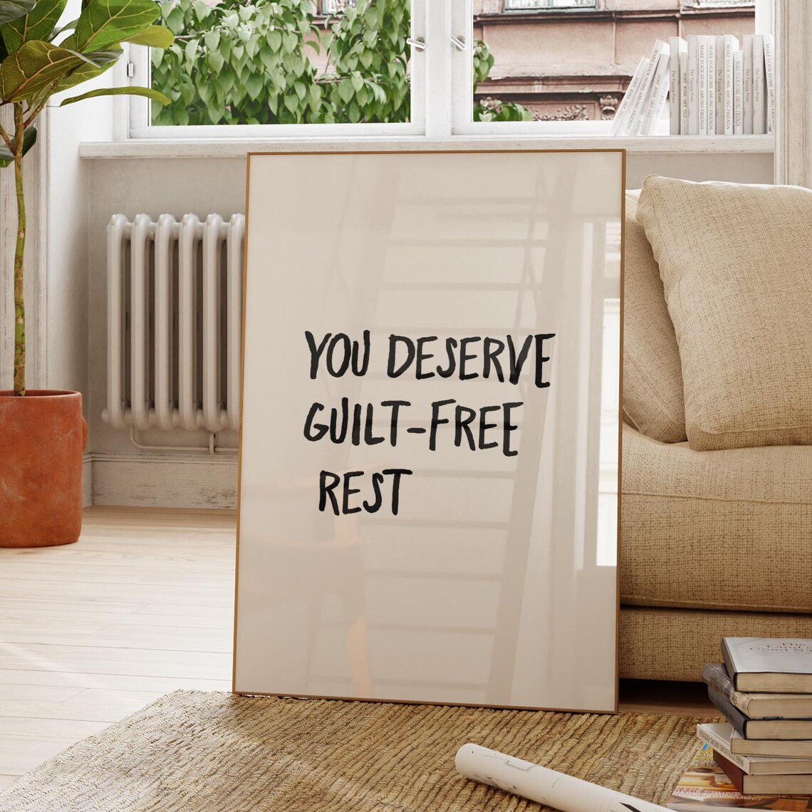 Guiltfree Rest Quote, Minimalist Typography Art Print