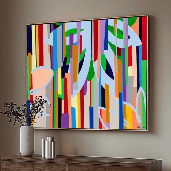 Colorful Abstract Geometric Art Modern Wall Decor Vibrant Home Painting Bold Contemporary Artwork For Living Room