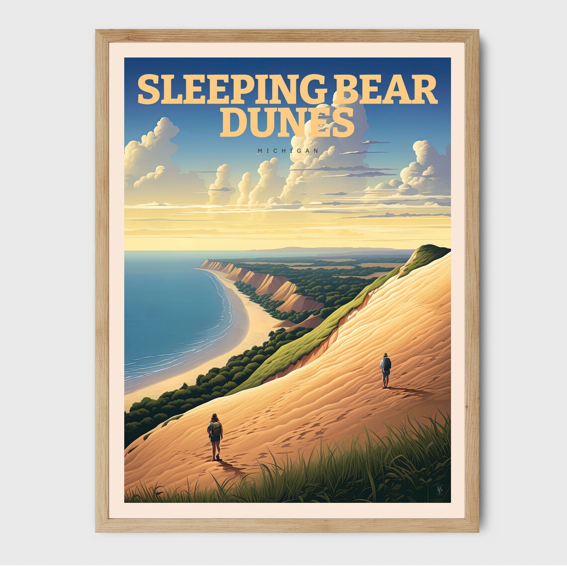 Sleeping Bear Dunes Michigan Vintage Retro Travel Poster