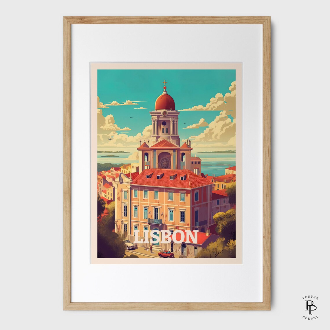 Lisbon Portugal Historic Domed Church Red Rooftops Travel Poster - Image 4