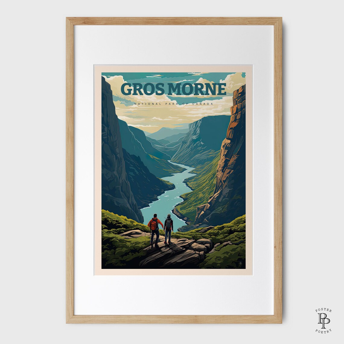 Gros Morne National Park Canada Fjord Valley Hikers Travel Poster - Image 2