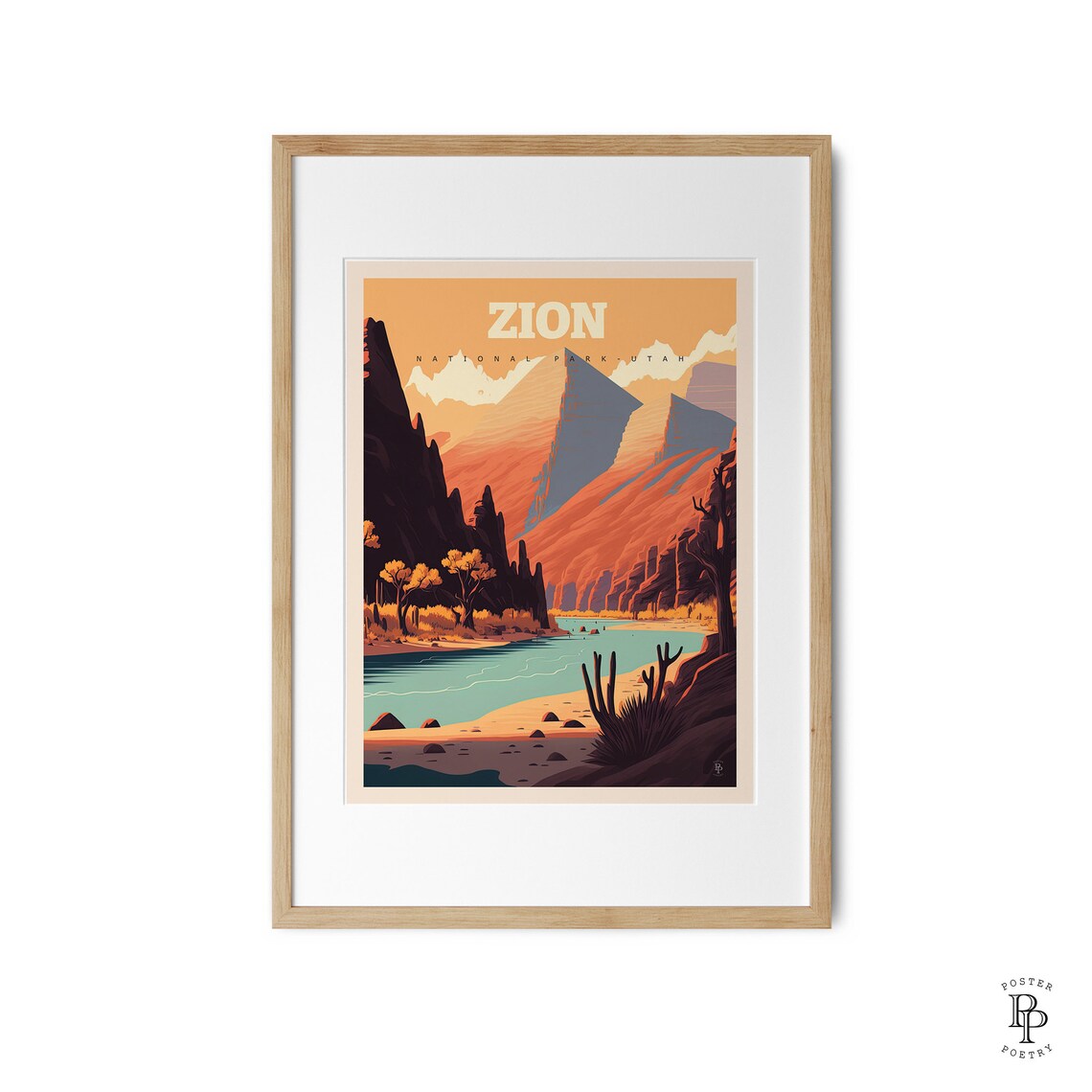 Zion National Park Retro Travel Poster Art Print - Image 3