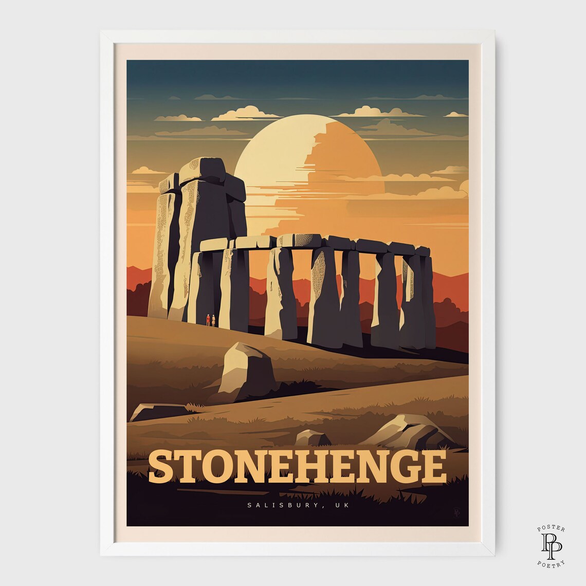 Stonehenge Salisbury UK Ancient Stones Golden Sunset Travel Poster - Image 2
