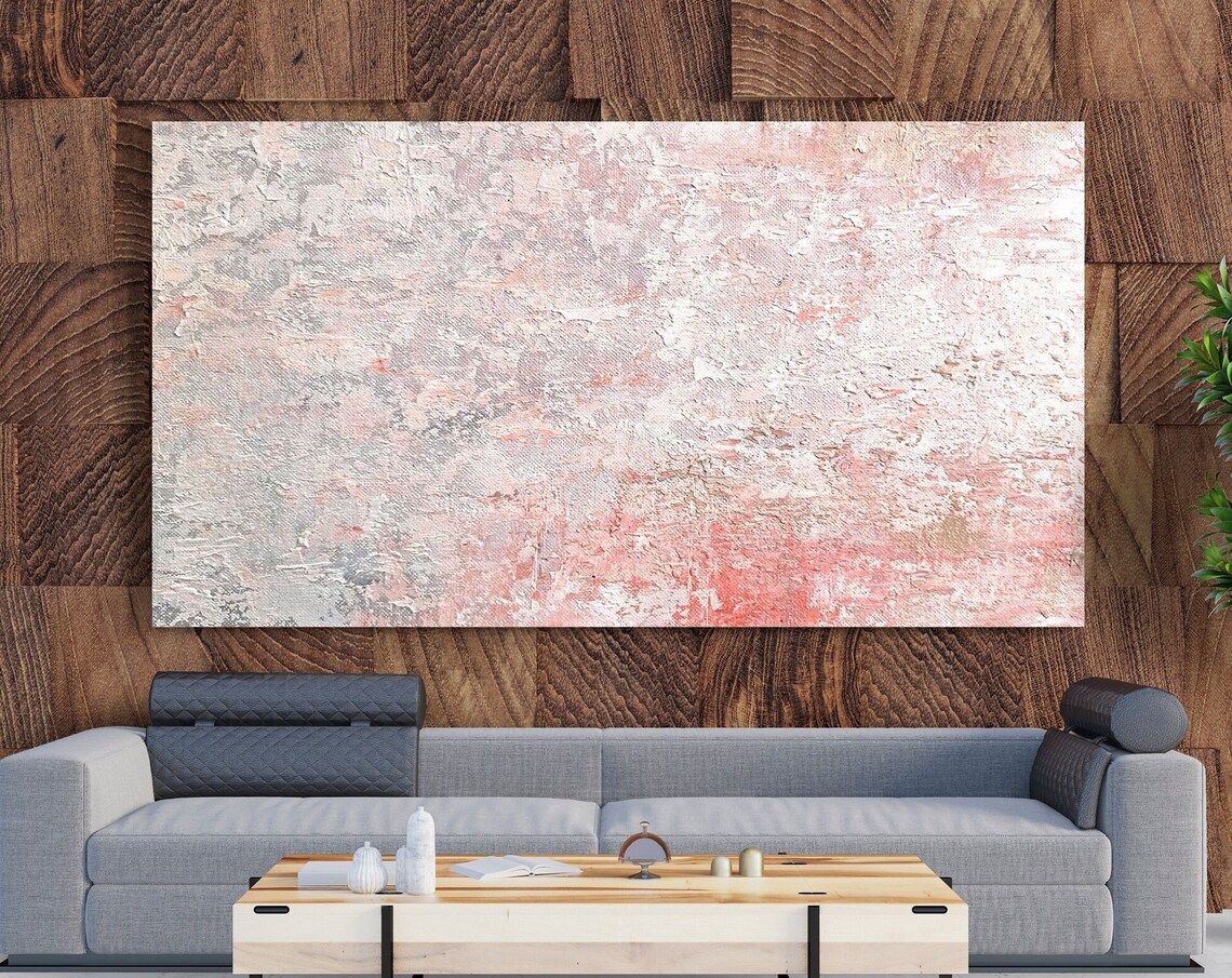 Pink Abstract Painting, Oversized Wall Art Print