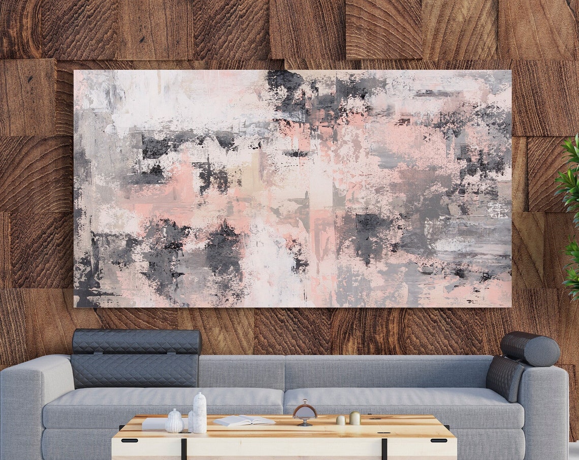 Blush Pink Grey Charcoal Soft Neutral Modern Abstract Poster