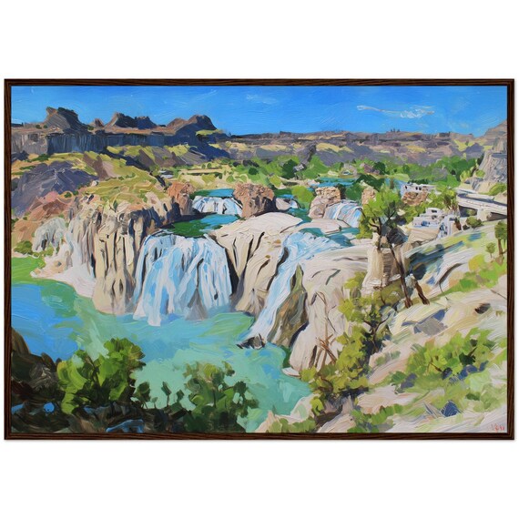 Idaho Shoshone Falls Oil Painting, Waterfall Art Print