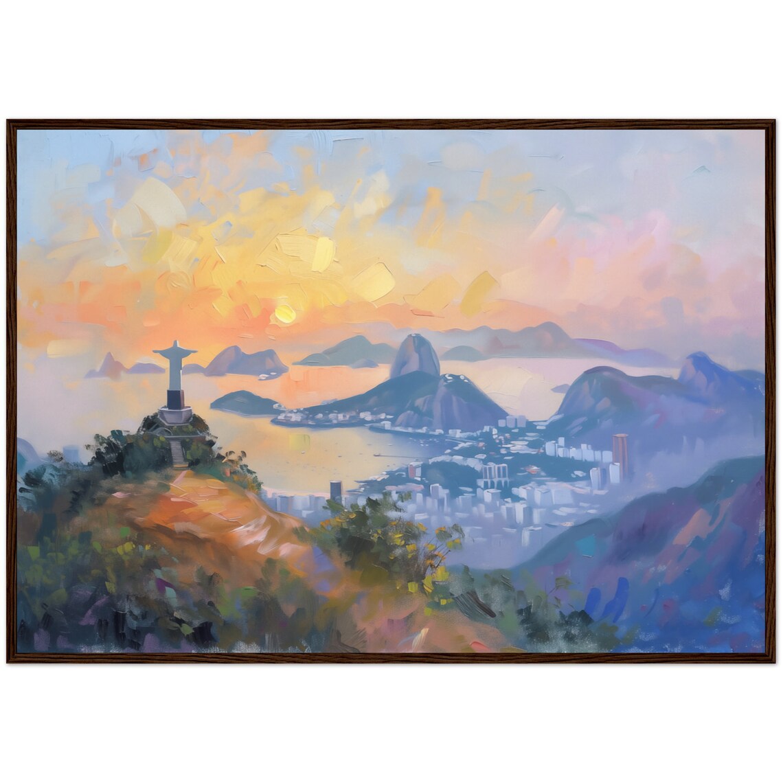 Rio De Janeiro Skyline Travel Poster, Impressionism