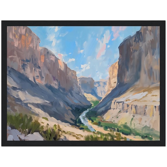 Big Bend National Park Texas Desert Canyon River Oil Painting Poster