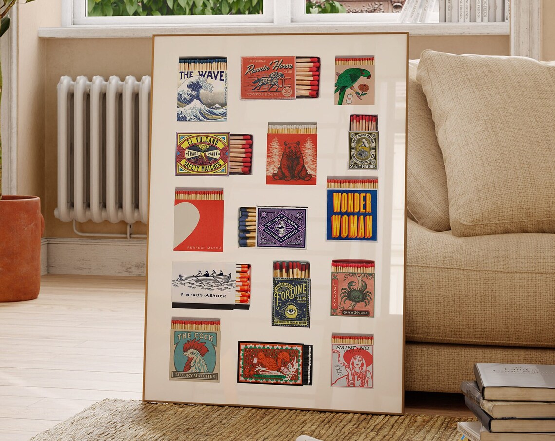 Vintage Matchbox Retro Bar Card Art Print - Image 2