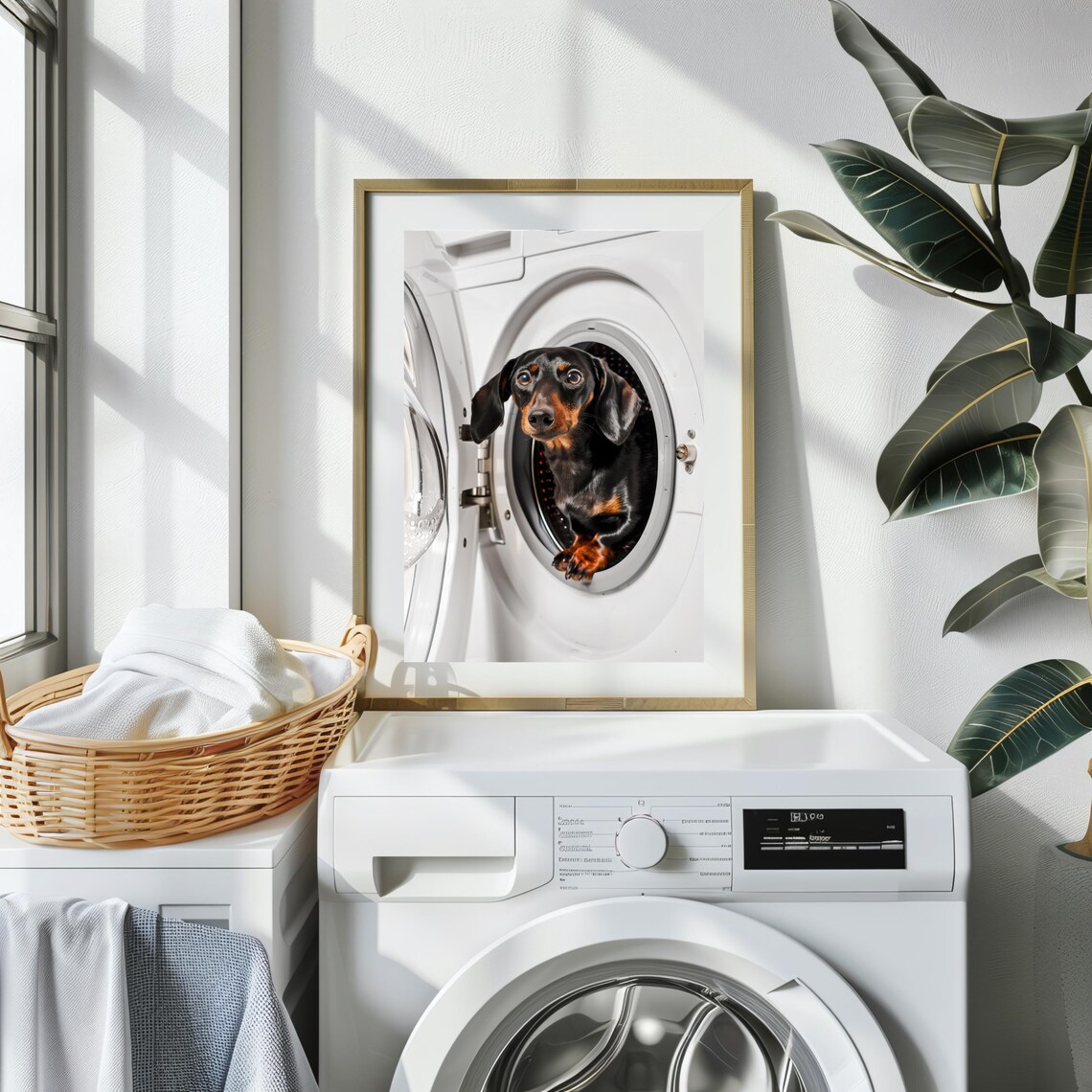 Dachshund in Washing Machine, Funny Laundry Room Art - Image 2