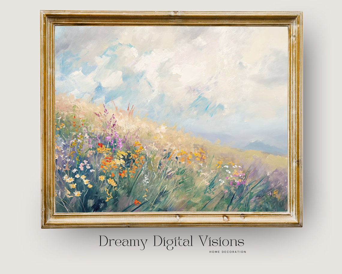 Spring Wildflower Meadow Impressionist Landscape Painting Poster