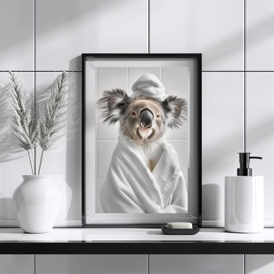 Koala in Towel Turban and Bathrobe Cute Funny Bathroom Photo Poster - Image 3