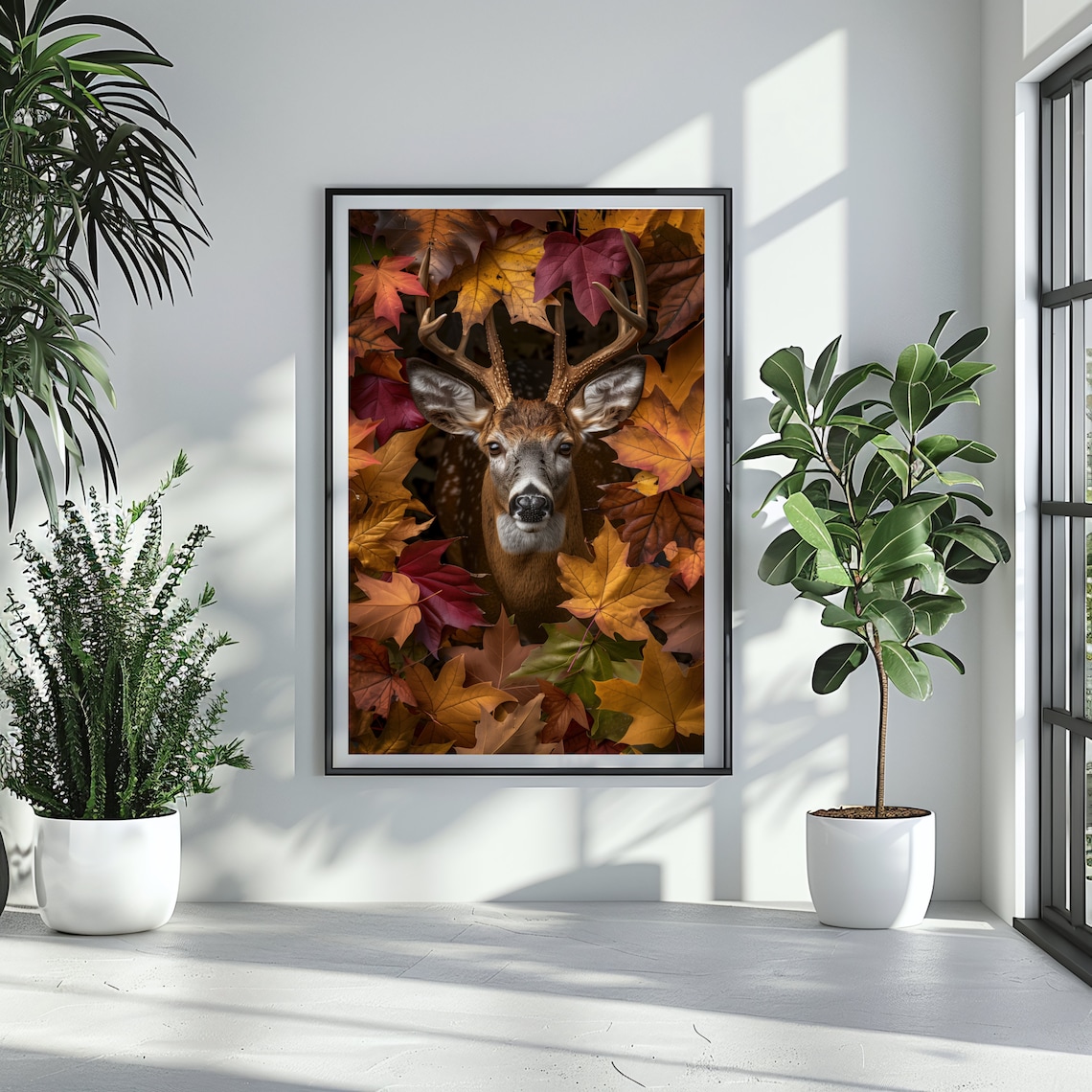 Deer Amongst Autumn Leaves Art Print, Rustic Fall Decor - Image 3