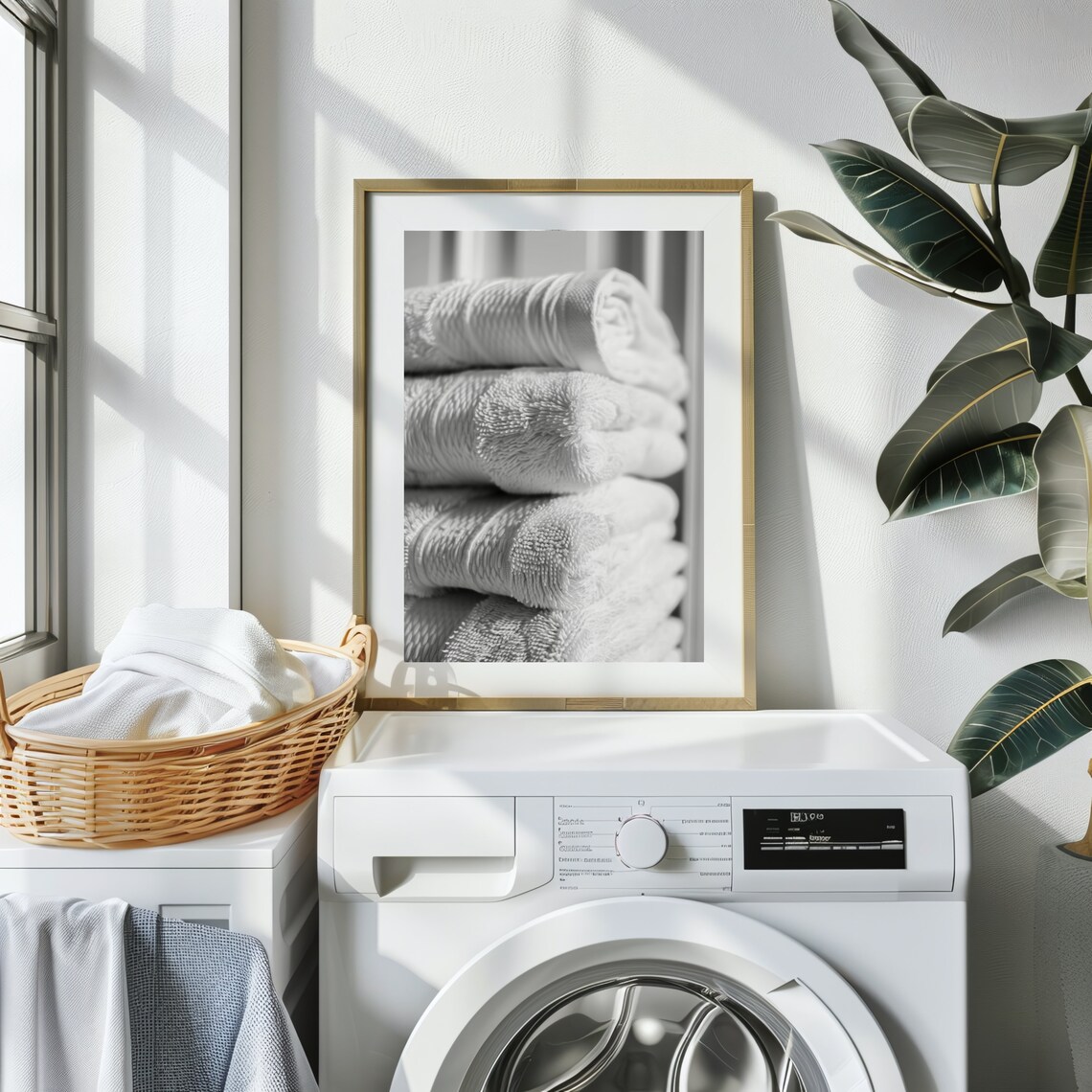 Laundry Room Print, Pile Of Fluffy Towels - Image 3