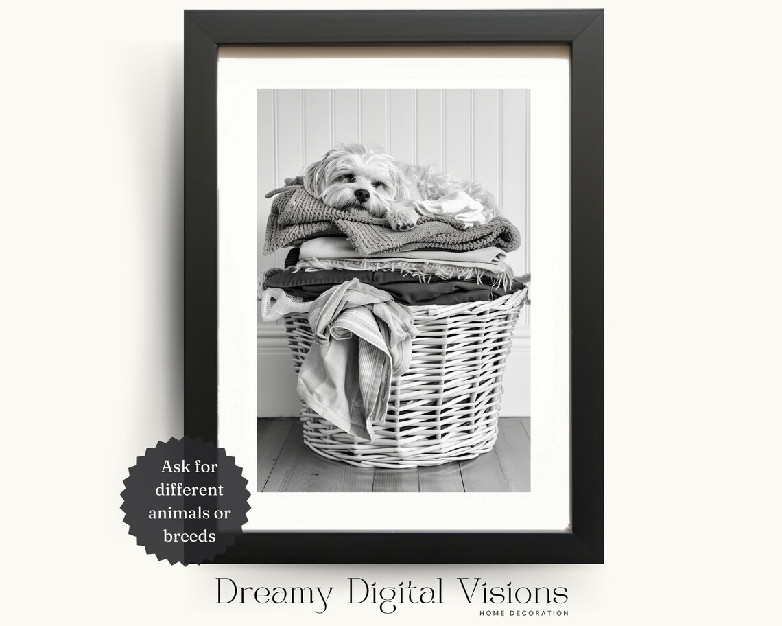 Maltese Shih Tzu Laundry Room Wall Art Print