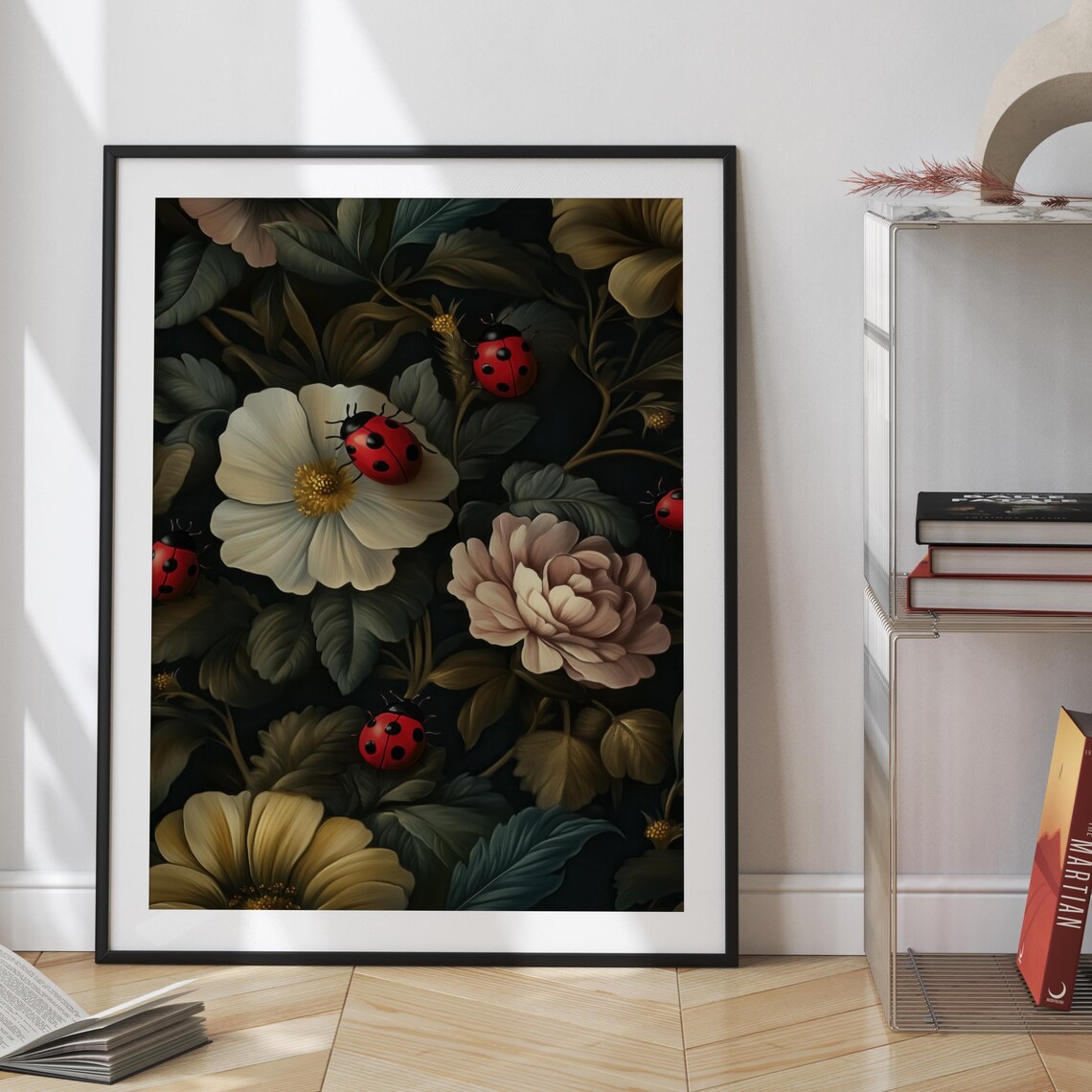 Victorian William Morris Floral Ladybird Art Print - Image 2