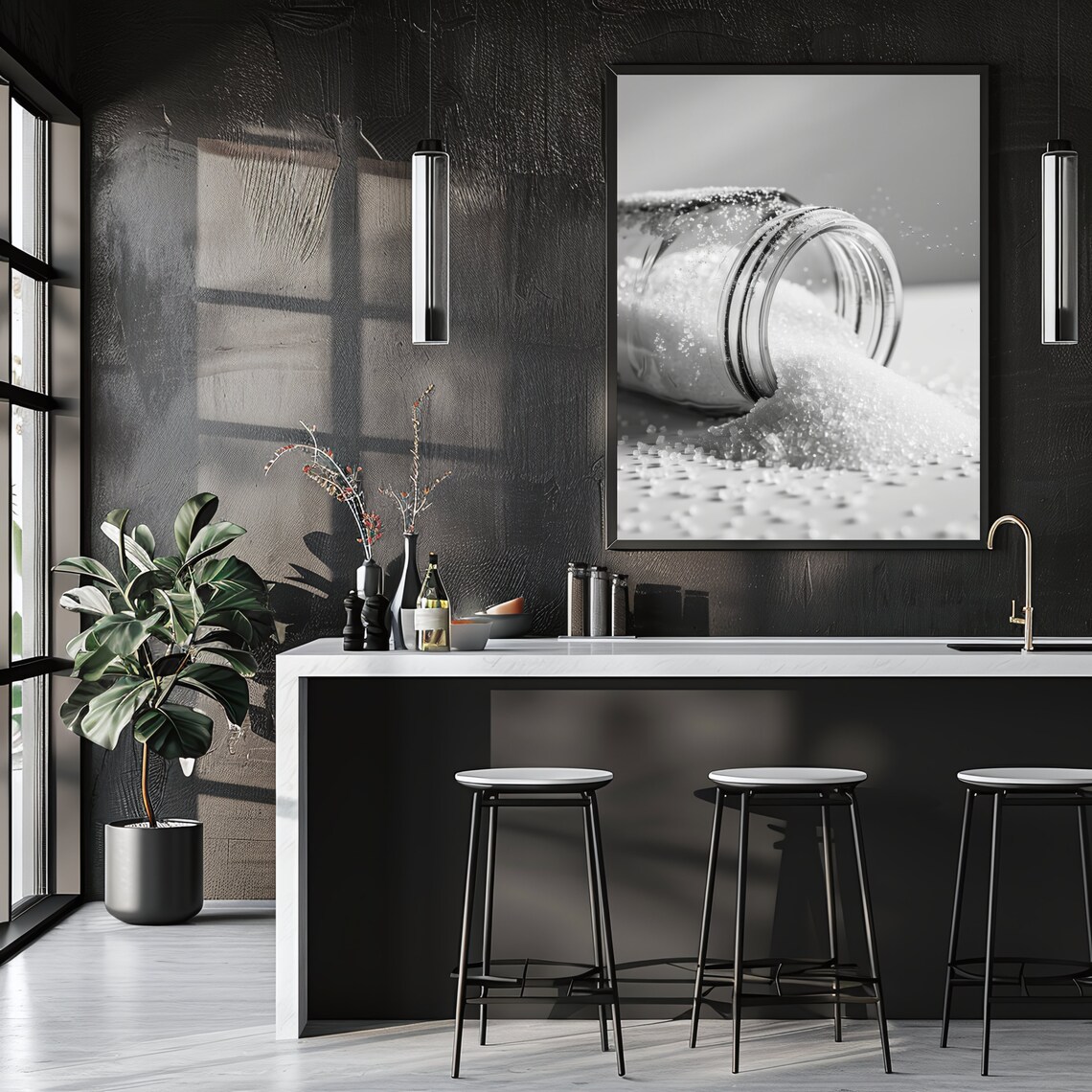Sugar Black And White Kitchen Wall Art Print - Image 2