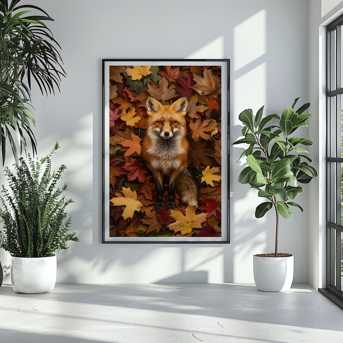 Red Fox In Autumn Leaves Poster Fall Woodland Animal Wildlife Photo Nature Decor - Image 3
