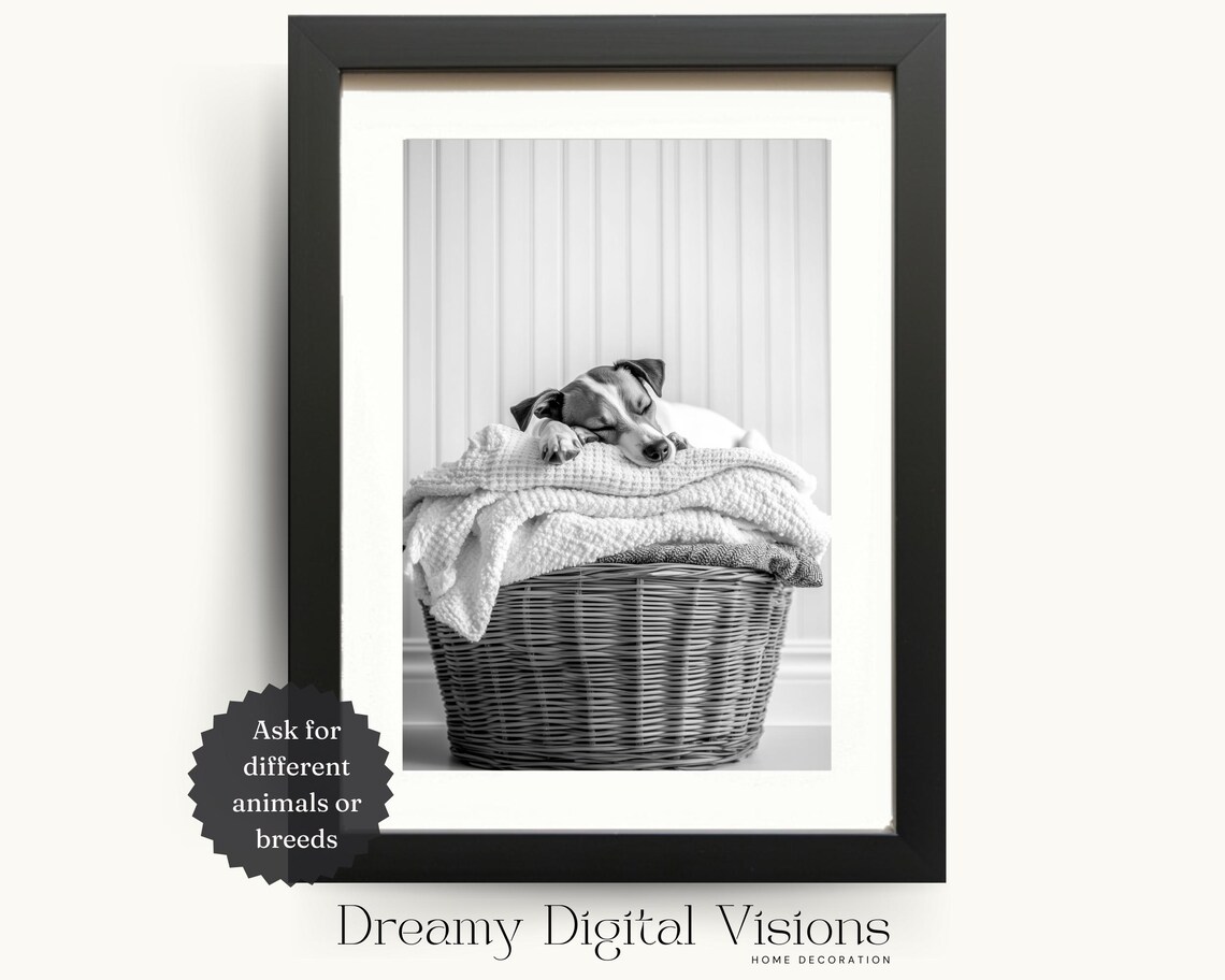 Jack Russell Laundry Room Art Print, Dog Lover Decor