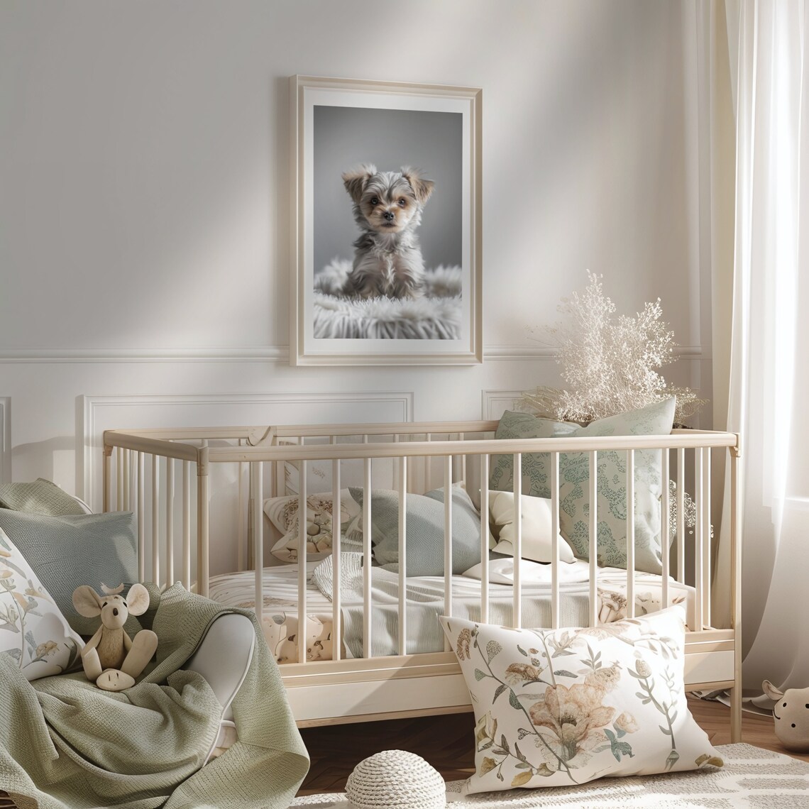 Cute Puppy Nursery Art Soft Neutral Baby Dog Wall Poster For Kids - Image 3