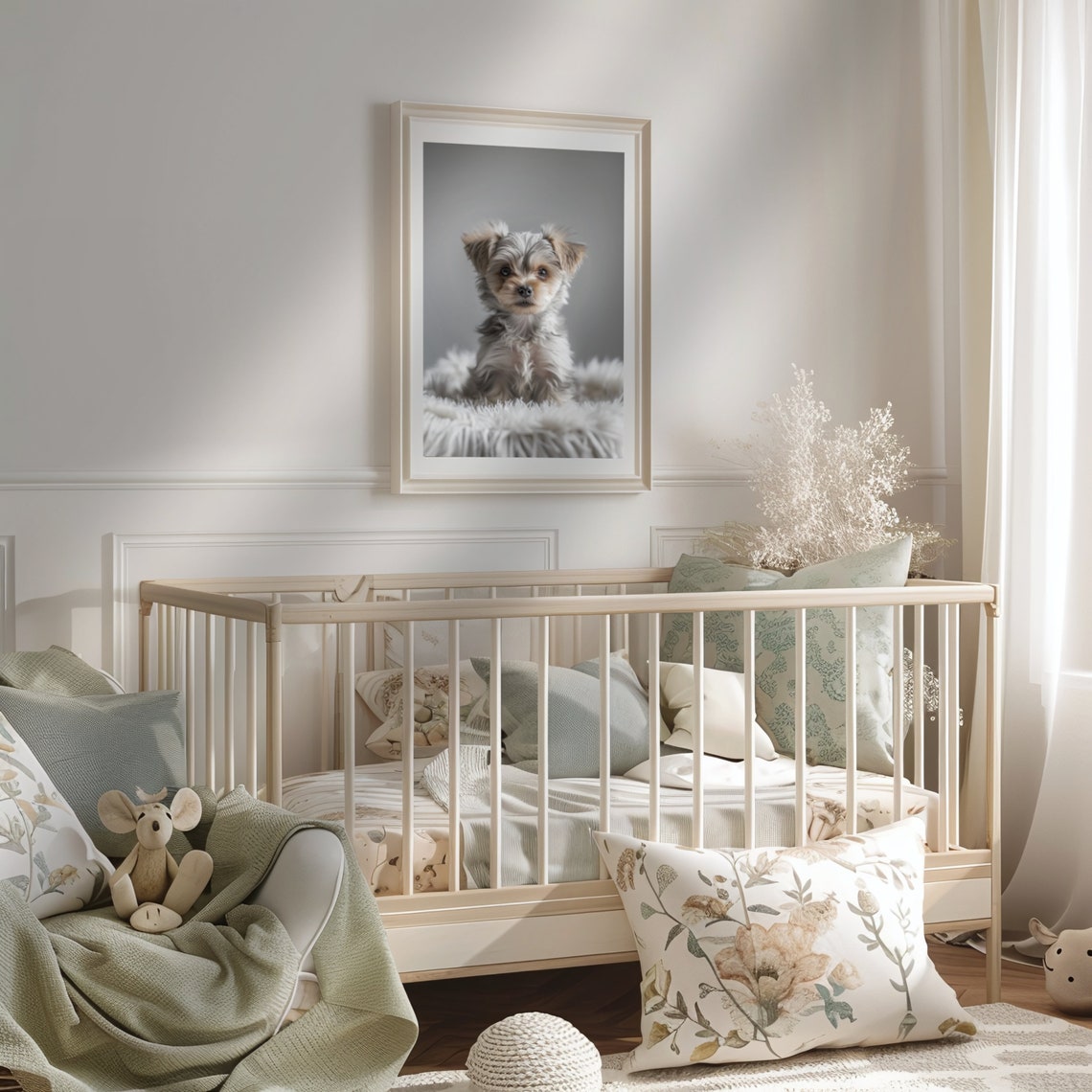 Puppy Print For Baby Nursery Cute Puppy Nursery Wall Art Baby Shower Gift For New Parents Cute Animal Playroom Decor Puppy Lover - Image 3