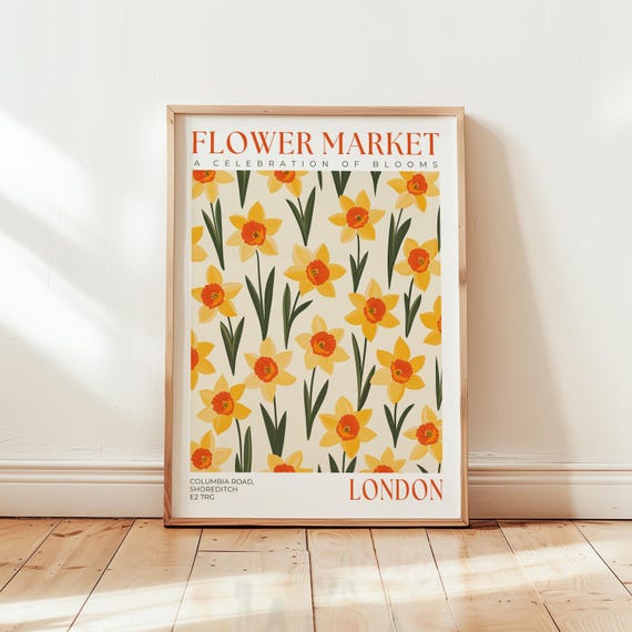 London Flower Market Daffodil Print Yellow Floral Wall Art