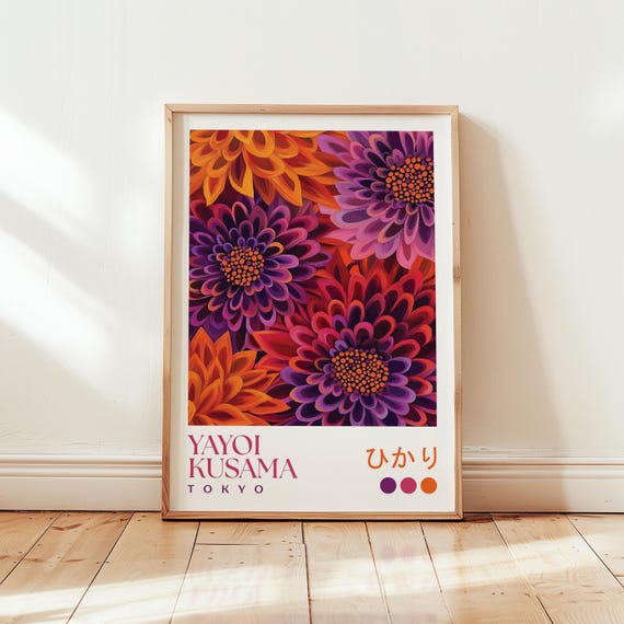 Yayoi Kusama-Inspired Floral Art Print, Modern Decor