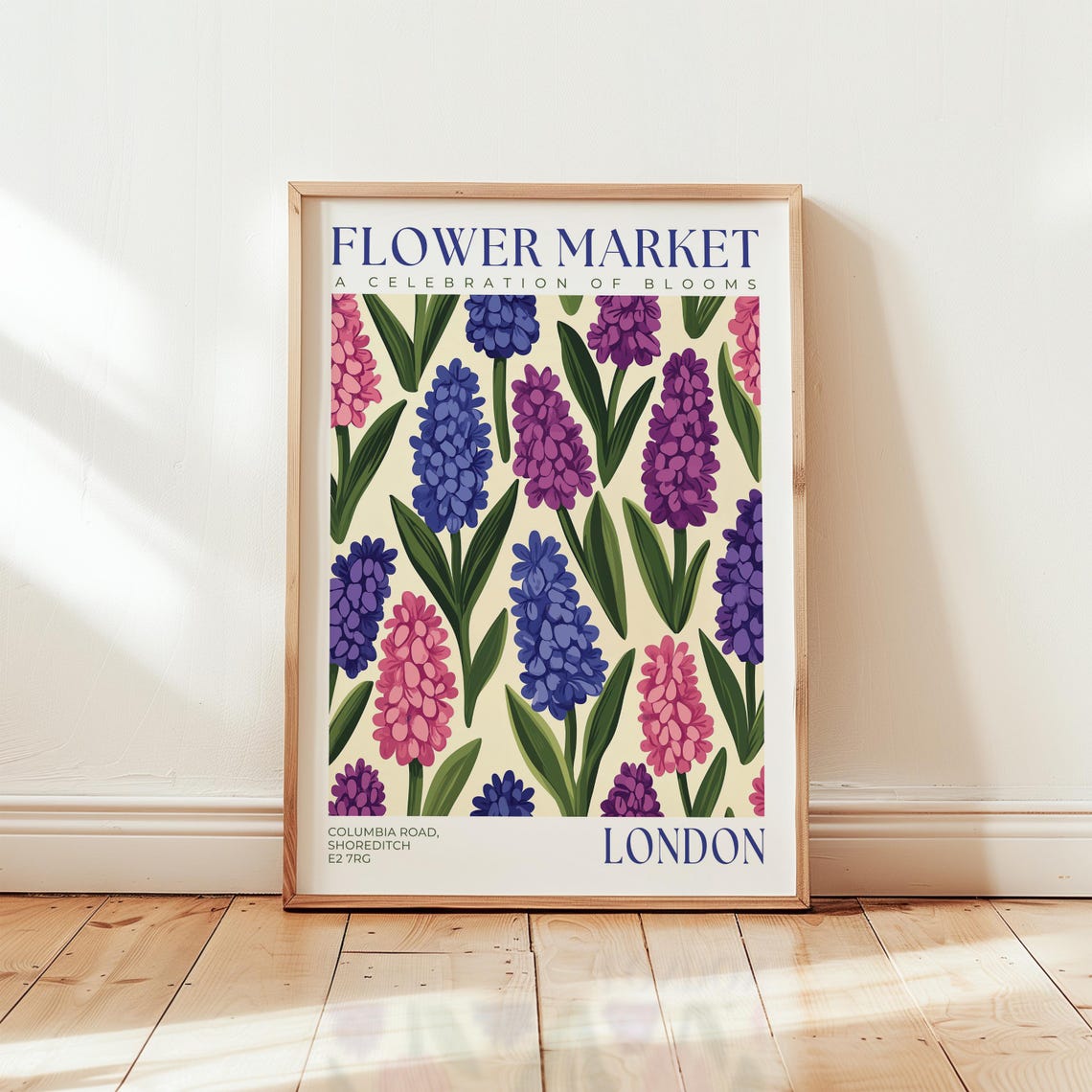 London Flower Market Print Purple Hyacinth Floral Wall Art