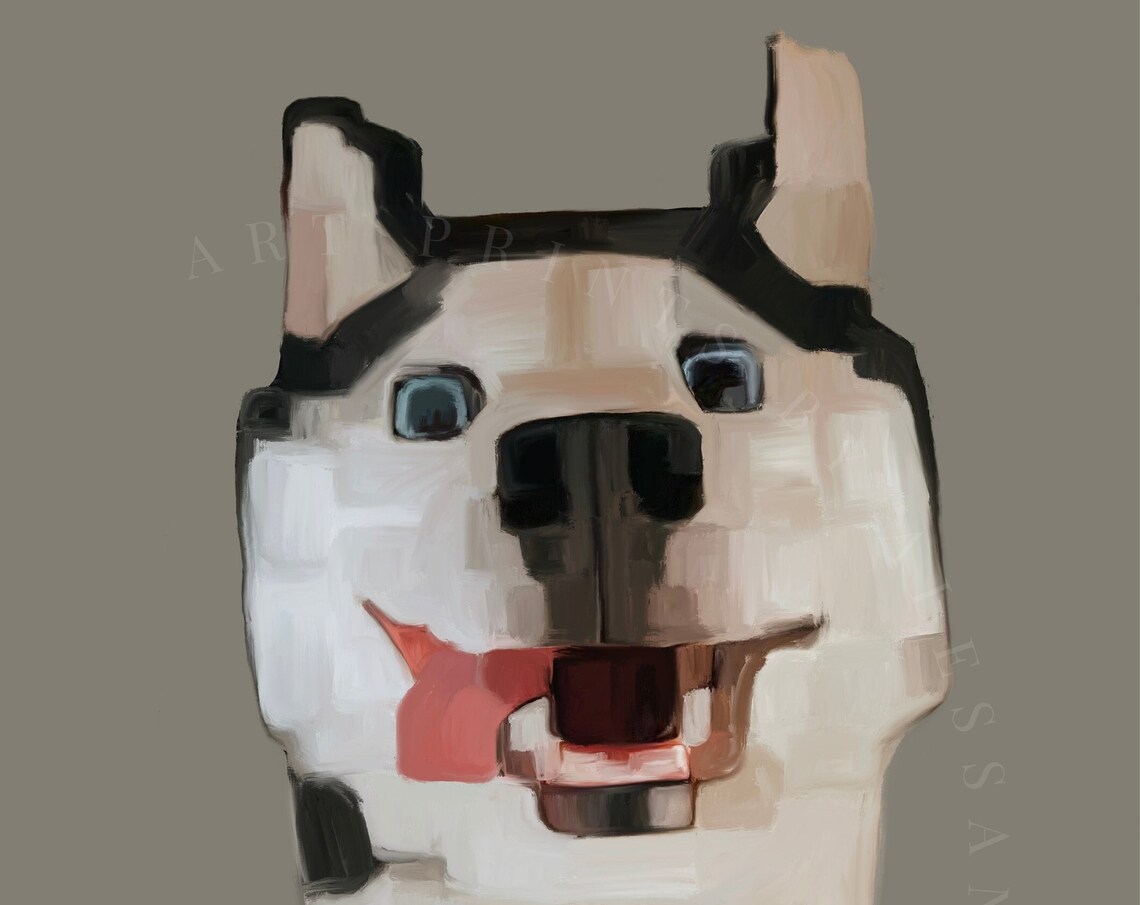 Custom Abstract Pet Portrait Fun Blocky Style Dog Painting Poster - Image 4