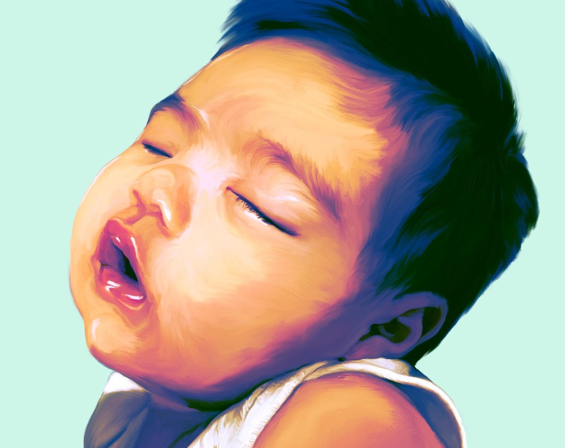 Custom Baby Portrait From Photo Custom Kid Birthday Gift Portrait For Mom And Parents Baby Kid Or Siblings Oil Painting Portrait