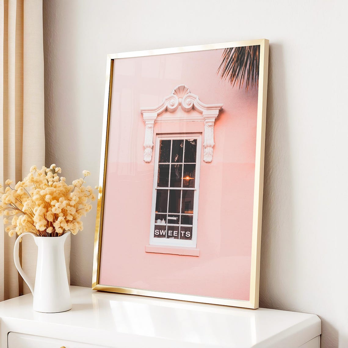 Pink Building Window Candy Shop Sweets Pastel Photography Art Poster